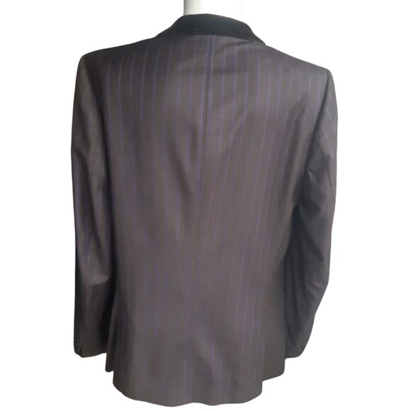 Ted Baker SZ42 Velvet Collar, Indigo Pinstripe Men's Black Wool Dinner Jacket - Picture 5 of 16